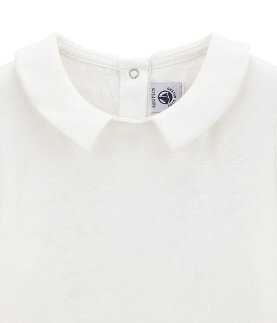 tee-shirtcon colletto claudine per bambina bianco MARSHMALLOW