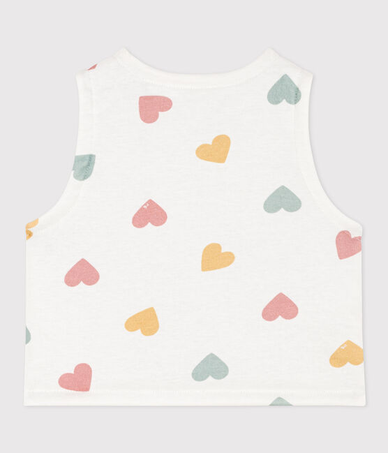 Gilet senza maniche bebè double face in cotone a cuori bianco MARSHMALLOW/bianco MULTICO