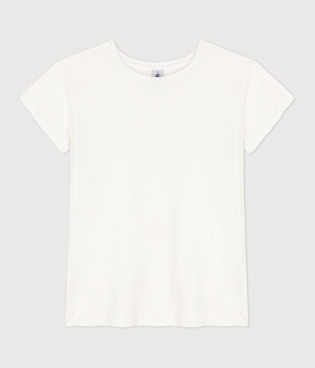T-shirt "L'IDEAL" in cotone/lino Donna bianco