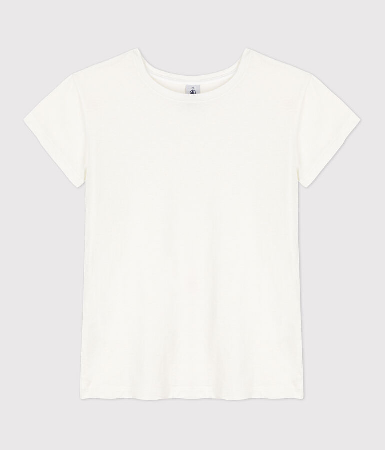 T-shirt "L'IDEAL" in cotone/lino Donna bianco ECUME