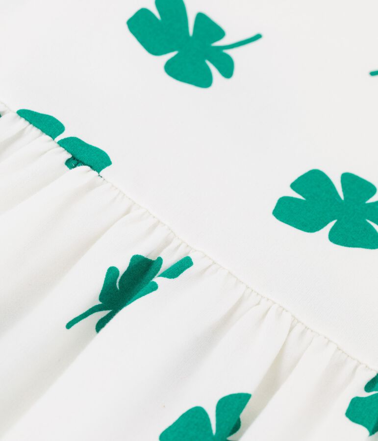 Abito bambina a maniche corte in felpa bianco MARSHMALLOW/verde GAZON