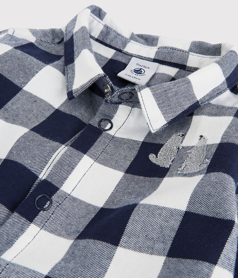 Camicia in cotone beb&egrave;. blu/bianco