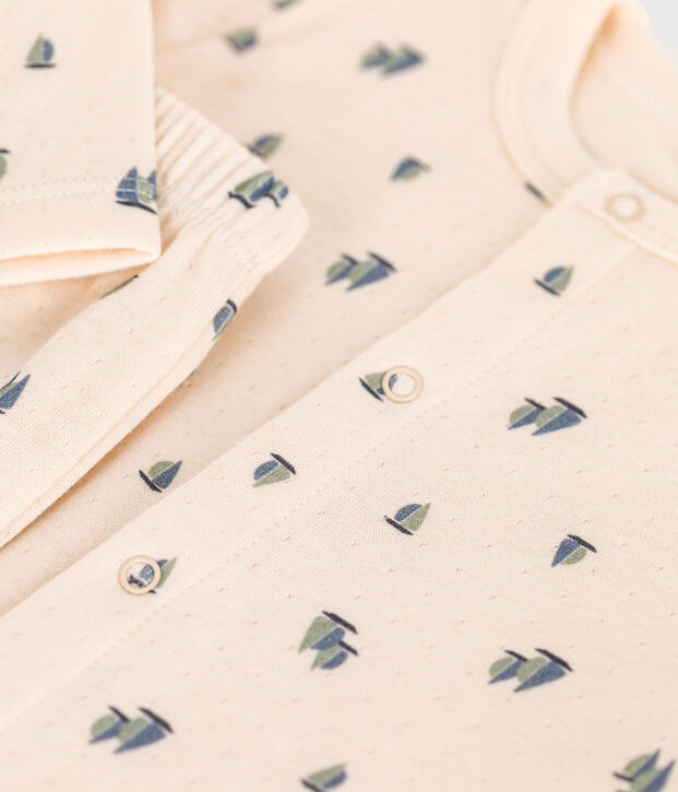 Completo 2 pezzi in tubique neonato ecru/multicolore