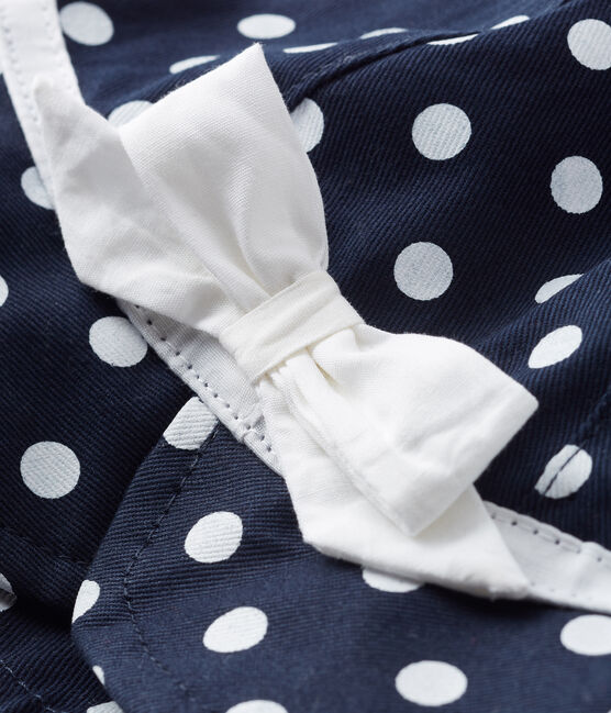 Cappellino bebè femmina a pois blu SMOKING/bianco MARSHMALLOW