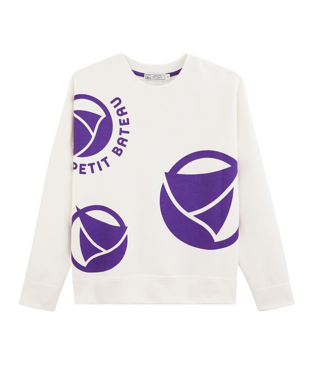 Felpa con logo donna bianco/viola