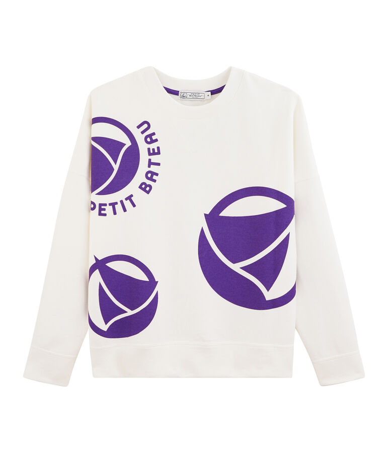 Felpa con logo donna bianco MARSHMALLOW/viola REAL