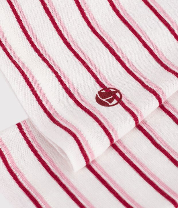 T-shirt a maniche lunghe in cotone a righe donna bianco/rosso