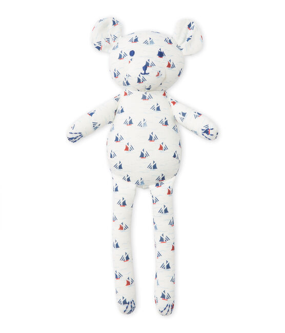 Doudou orsetto per bebè maschio stampato bianco LAIT/bianco MULTICO