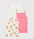 Confezione da 3 canottiere con spalline bambina fantasia pantera in cotone