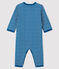 Tutina blu senza piedi bebè femmina in tubique blu MAJOR/bianco ECUME