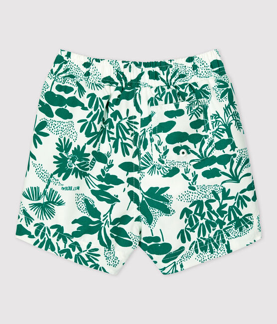 Shorts mare eco-sostenibili per bebè bianco MARSHMALLOW/verde GAZON