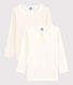 Confezione da 2 t-shirt bambina maniche lunghe a cuori in cotone