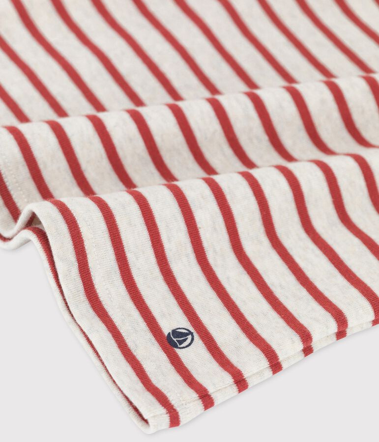 T-shirt beb&egrave; a maniche corte in cotone biologico a righe beige/marrone