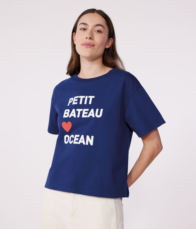 T-shirt Le Boxy in cotone donna blu