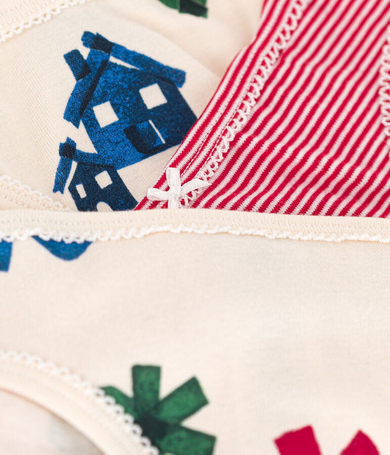 Confezione da 3 slip in cotone bambina motivo Natale multicolore