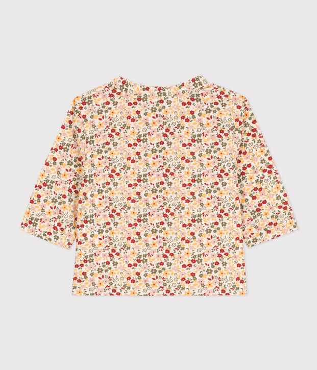 Camicia beb&egrave; fantasia in popeline ecru/multicolore