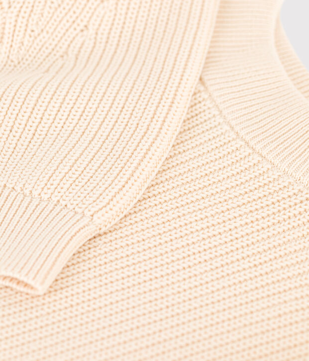 Maglione a costa inglese in cotone donna ecru