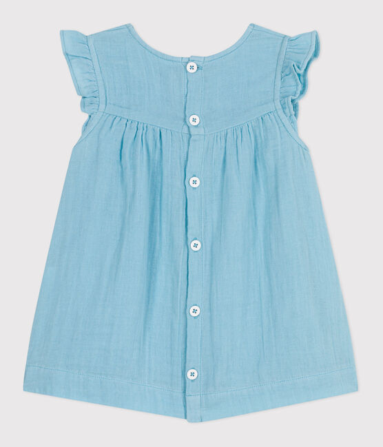 Abito senza maniche in cotone tinta unita neonato blu AQUATIC