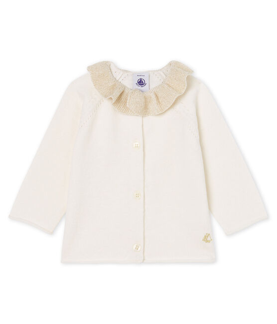 Cardigan bambina in maglia di lana e cotone bianco MARSHMALLOW