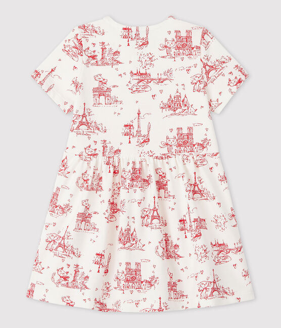 Abito manica corta in felpa bebè femmina bianco MARSHMALLOW/rosso TERKUIT