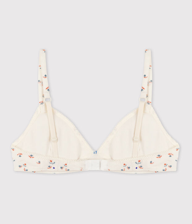 Reggiseno imbottito fiore da ragazza in cotone ed elastan bianco/multicolore