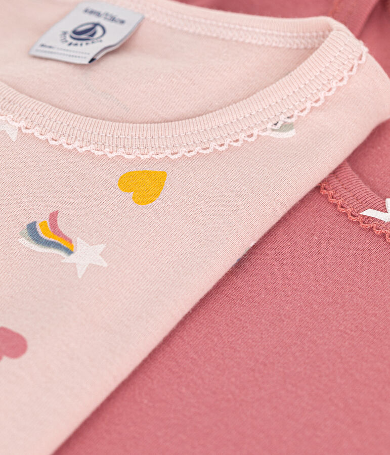 Set di 2 T-shirt a maniche lunghe in cotone a cuori bambino multicolore