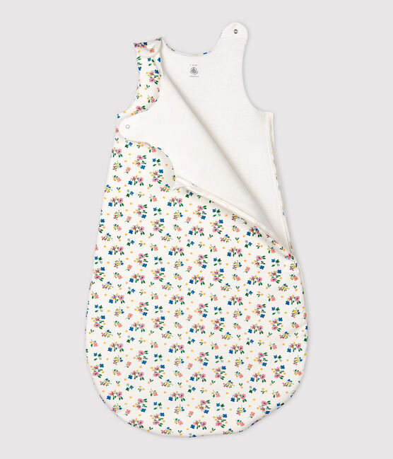 Sacco nanna bebè fantasia a fiori in cotone biologico bianco MARSHMALLOW/bianco MULTICO