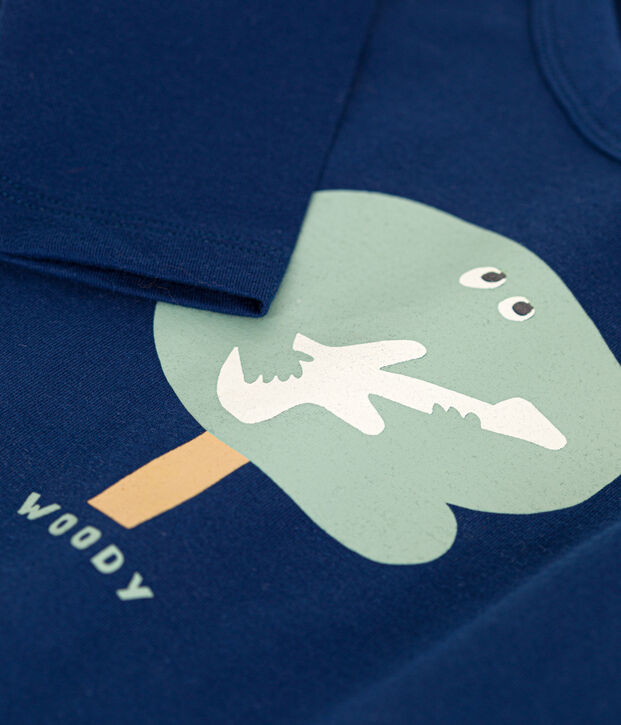 T-shirt a maniche lunghe in jersey sottile bambino blu