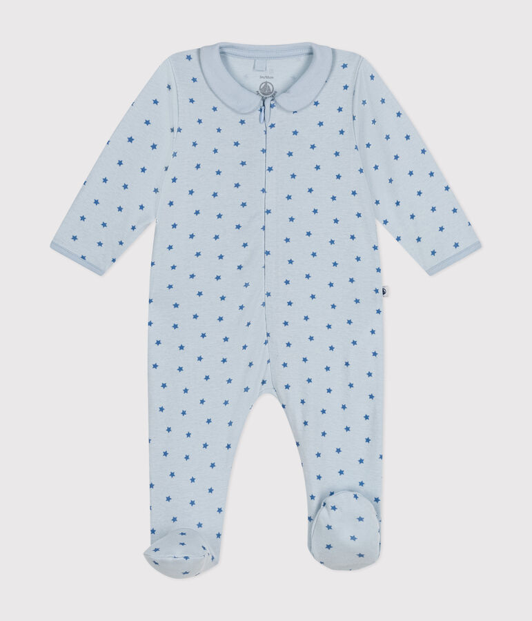 Pigiama in cotone con stampa neonato blu/blu