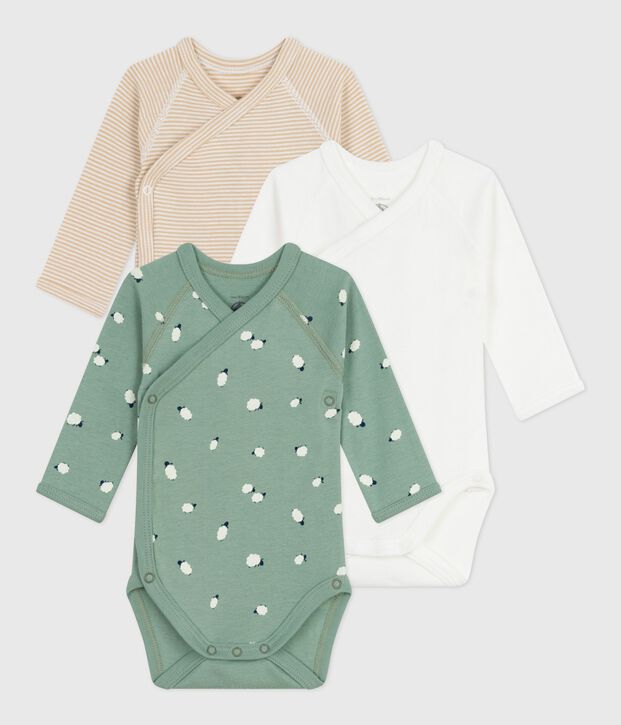 Set di body incrociati a maniche lunghe in cotone fantasia neonato multicolore