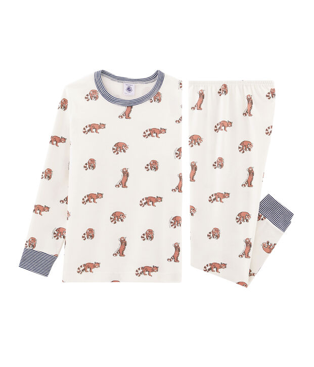 Pigiama bambino a costine bianco/multicolore