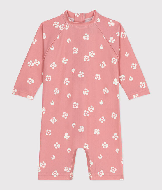 Tutina anti UV con stampa a fiori neonato rosa CHARME/bianco MARSHMALLOW