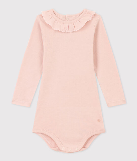 Body in cotone a manica lunga con collaretto rosa SALINE