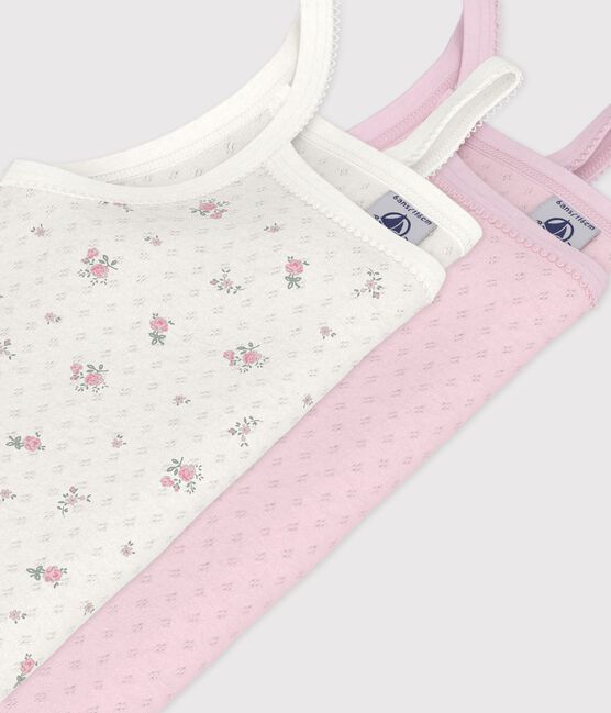 Set di canotte bambina in cotone traforato con stampa a fiori variante 1