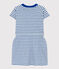 Abito bambina in jersey fiammato a righe bianco MARSHMALLOW/blu PERSE
