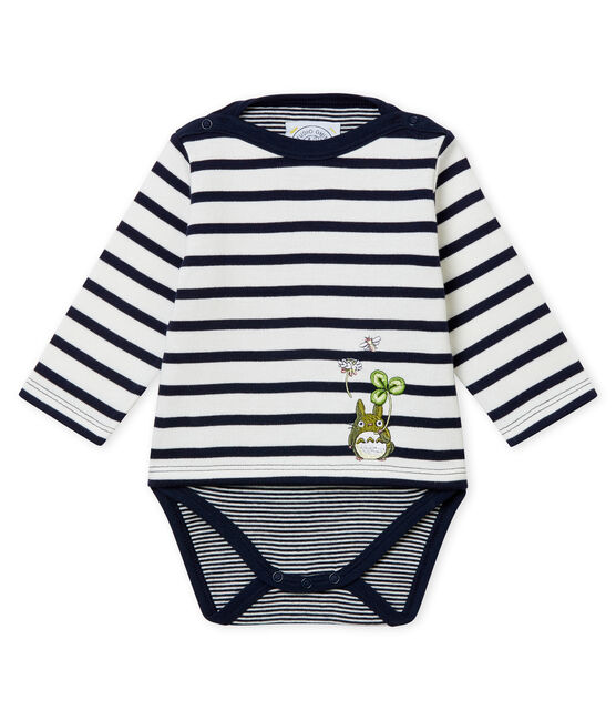 Body marinière iconico bebé maschio bianco MARSHMALLOW/blu SMOKING