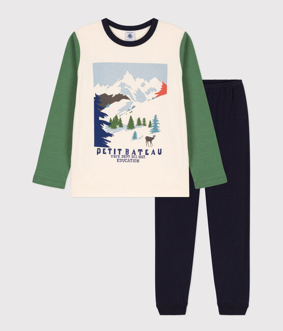 Pigiama bambino unisex in cotone blu SMOKING/bianco MULTICO