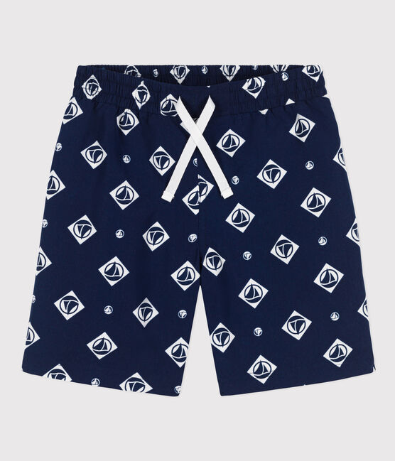 Shorts da mare bambino riciclati con stampa blu MEDIEVAL/ AVALANCHE