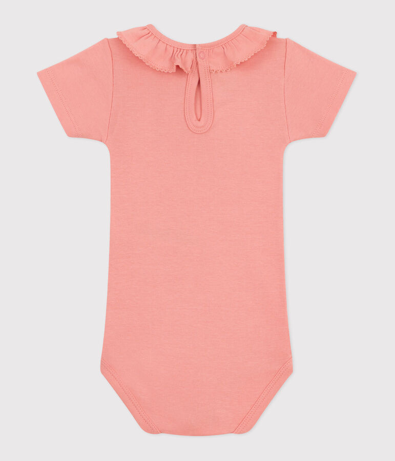 Body a maniche corte in cotone tinta unita neonato arancione