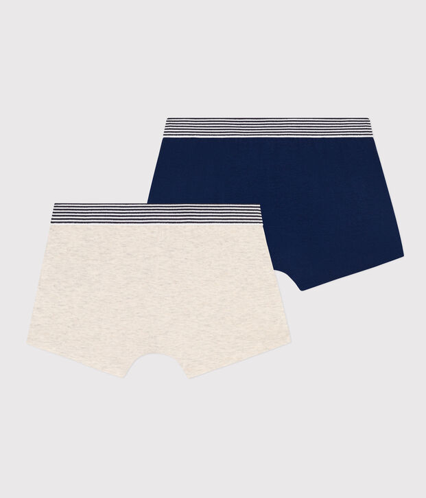 Confezione da 2 boxer bambino in cotone ed elastam tinta unita multicolore