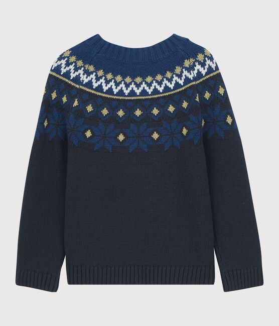Pullover bambino in lana e cotone blu SMOKING/bianco MULTICO