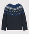 Pullover bambino in lana e cotone blu SMOKING/bianco MULTICO