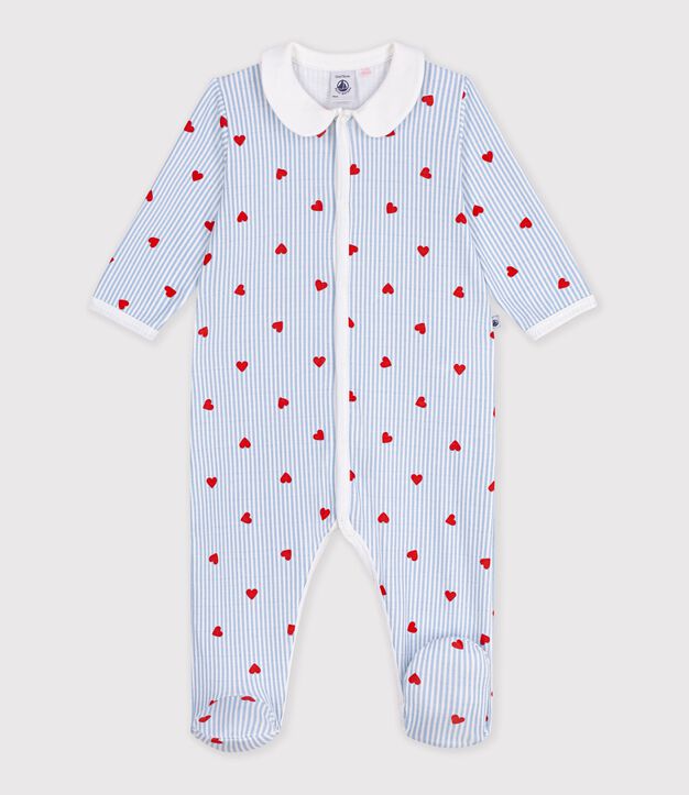 Pigiama in cotone con colletto e stampa a cuori neonato bianco/multicolore