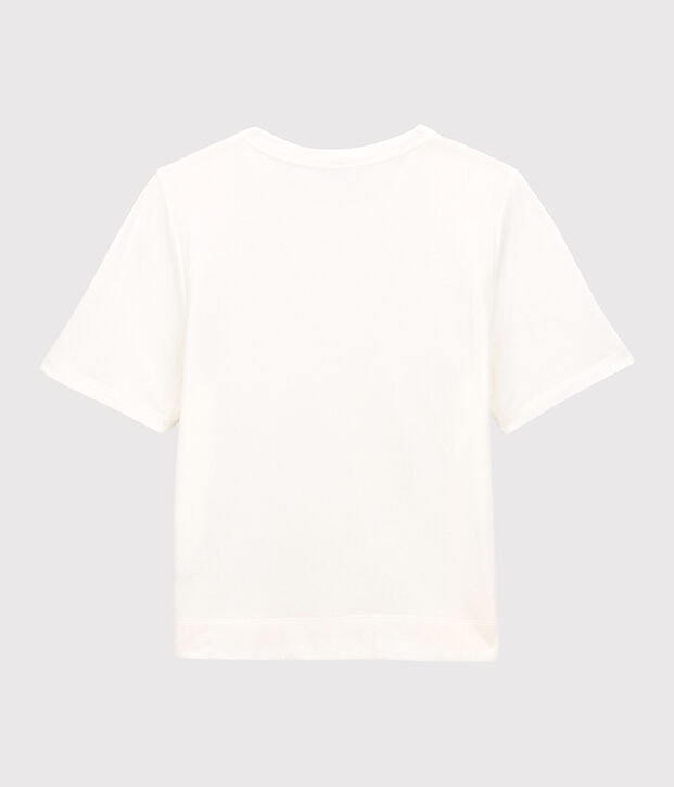 T-shirt TAGLIO BOXY IN TUBIQUE in cotone donna bianco
