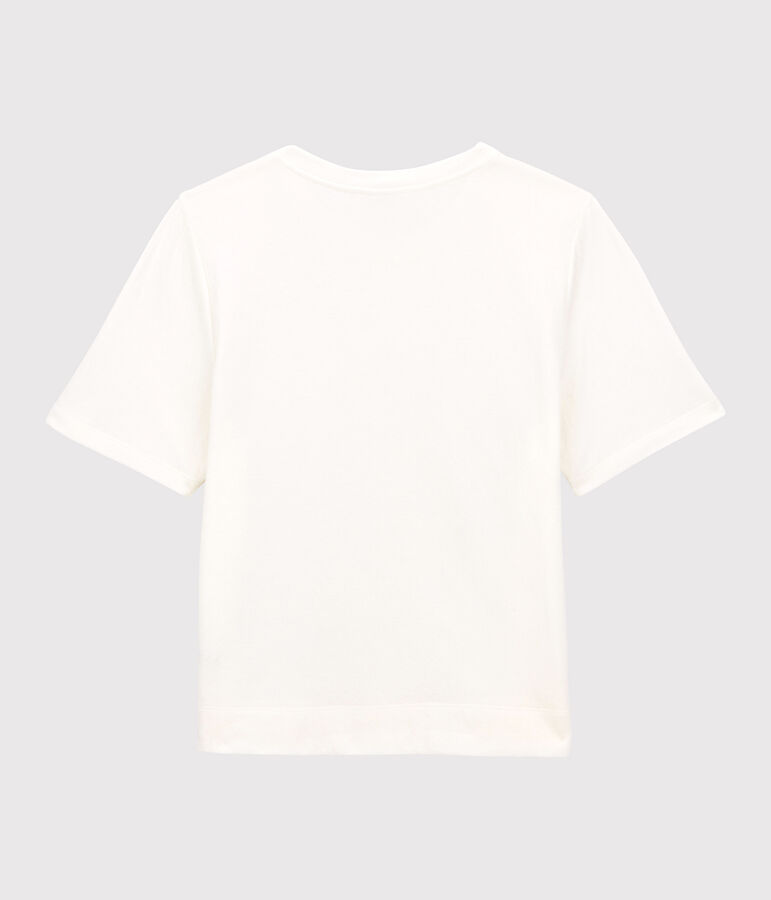 T-shirt TAGLIO BOXY IN TUBIQUE in cotone donna bianco