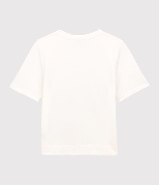 T-shirt TAGLIO BOXY IN TUBIQUE in cotone donna bianco MARSHMALLOW