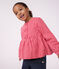 Blusa a maniche lunghe in cotone a righe bambina rosa/rosa