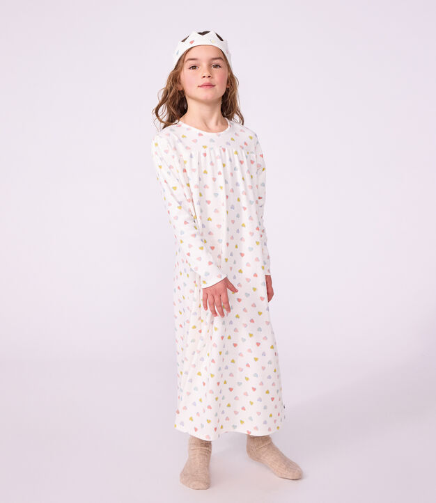 Camicia da notte travestimento da principessa con coroncina in cotone bambina bianco/multicolore