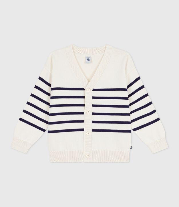 Cardigan in cotone a righe bambino blu/blu