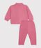Set per neonato composto da felpa e pantaloni in cotone tinta unita rosa